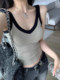 American-Style Tight-Fitting V-Neck Camisole for Women, Summer Design with Contrasting Colors, Niche Hot Girl Sleeveless Slimming Knitted Top