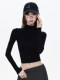 Tight-Fitting Long-Sleeve T-Shirt for Petite Women, Autumn and Winter American Style Slim-Fit Half-High Collar Base Layer Top