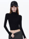 Tight-Fitting Long-Sleeve T-Shirt for Petite Women, Autumn and Winter American Style Slim-Fit Half-High Collar Base Layer Top