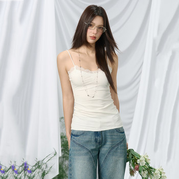 Lace-Trimmed Camisole for Women, Summer Hot Girl Style, Sexy, Slim-Fitting, Base Layer, Sleeveless Top, 2025 New Model