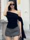 One-Shoulder Slanted Neckline T-Shirt for Women, Summer Style, Sexy and Trendy, Stylish and Age-Reducing, Strapless Tie-Up Off-Shoulder Top