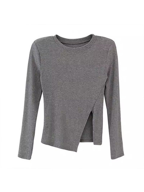 Designed with a Slit at the Hem, Layered with a Long-Sleeved T-Shirt for Women in Autumn and Winter, Super Stylish, Unique, Slim-Fitting and Slimming Base Shirt