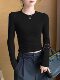 Maillard coffee round-neck bottoming shirt for women in autumn and winter, tight-fitting short short slim T-shirt top for women
