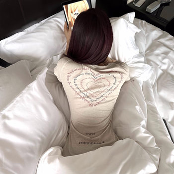 Lyocell Tencel Short-Sleeve T-Shirt for Women, Summer Sexy Hot Girl Slightly Sheer Printed V-Neck Waist-Cinching Slimming Blouse Top Trendy