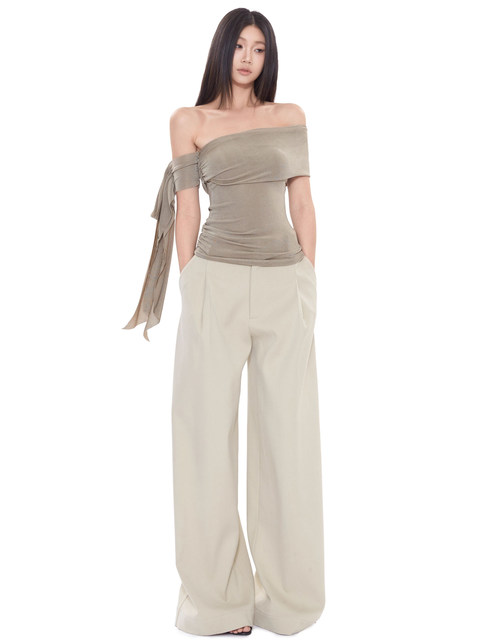 Pure Desire Style One-Shoulder Off-Shoulder T-Shirt for Women 2025 Summer and Autumn Sexy Hot Girl Exposed Shoulder Collarbone Tube Top with Straps