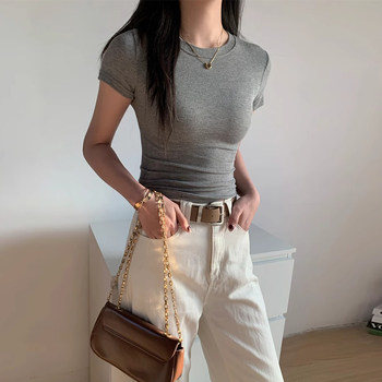 American Style Spicy Girl Shoulder-Baring T-Shirt for Women, Spring/Summer 2025 New Slim-Fit Short-Sleeve Top, Versatile and Flattering