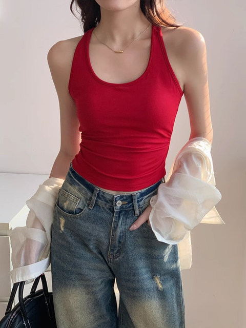 Trendy Sleeveless Camisole with Chest Pads for Women, Summer 2025 New Style, Stunning Inner Wear, Beautiful Back Racerback Tank Top