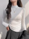 Solid Color Half-High Collar Long-Sleeve T-Shirt for Women, New Spring and Autumn Stylish Versatile Slim-Fit Base Layer Top