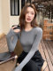 Basic Round-Neck Long-Sleeve T-Shirt for Women, Autumn and Winter, Slim-Fit, Flattering, Flattering for the Figure, Inner Layering Top
