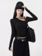 Asymmetrical Off-Shoulder Long-Sleeve T-Shirt for Women, Autumn and Winter American Style, Tight-Fitting, Hollow-Out, Slim-Fit, Off-Shoulder, Elegant Base Top