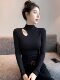 Half Turtleneck Long-Sleeved Bottoming Shirt for Women in Autumn and Winter New Style Threaded High-Bottom Cut Out Slim Fit Inner T-Shirt Top