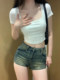 Square-Neck High-Waisted Short-Sleeve T-Shirt for Women, Summer 2025 New Slim-Fit Waist-Revealing Short Top, Hot Girl Style