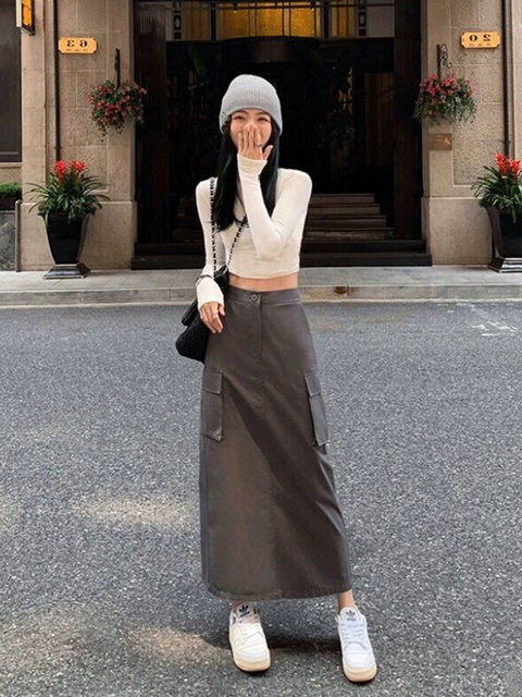 Hot Girl Short High-Waisted Long-Sleeve Base T-Shirt for Women, Autumn and Winter Pure Desire Style American-Style Slim-Fit Slimming Top