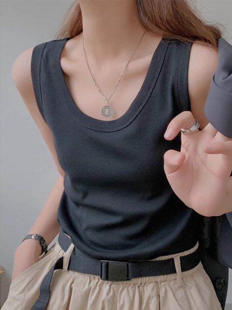 Basic Solid Color U-Neck Sleeveless Camisole for Women, Summer Simple Casual Versatile Slimming Base Top