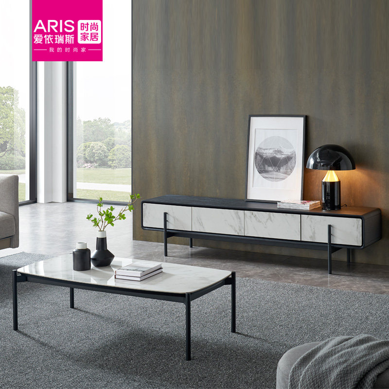 Love Eyrius Living room Serie style extremely minimalist rock plate Cupboard TV Cabinet Black & White Impression W199610W193220