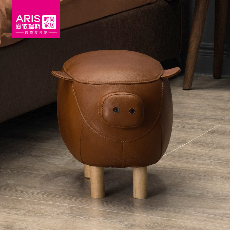 ARIS ARIS Living Room Furniture Bedroom Furniture Furniture All-headed Buffalo Leather Animals Change Shoes Stool WX-05