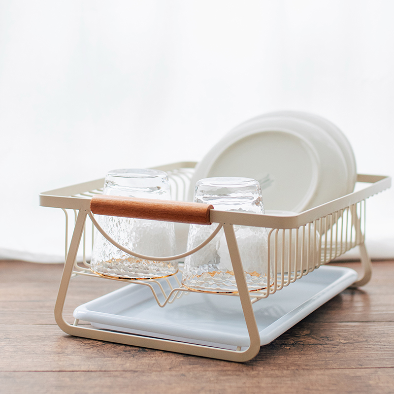 Japanese wrought iron plate and bowl rack drain rack household tableware cup storage basket rack Nordic wind bowl rack