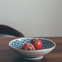 Mansion Day style ancient dyed green flower deep pan Japanese made small vegetable dish fruit pastry sashimi body retro style Ceramic Breakfast Dish
