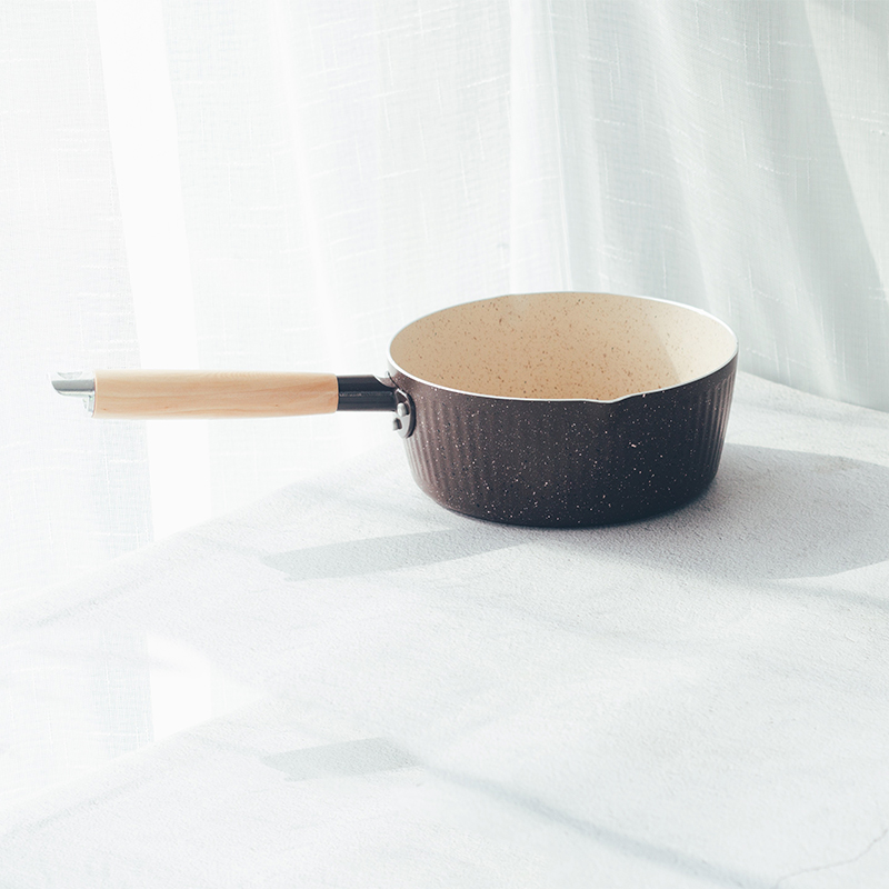 Daily Type One Food Baby Deputy Food Milk Pan Gas Electric Mini Small Cooking Pan Not Sticky Bubble Noodle Pan Single Wood Handle Snowpan Pan