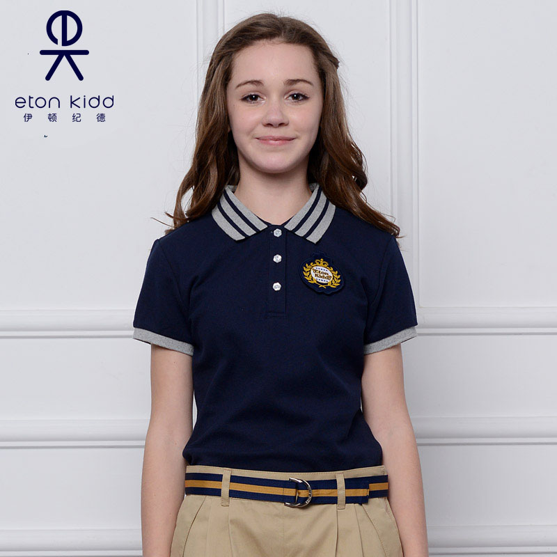 Itton Chronicle School Uniforms Spring New Girls Academy Sports Polo Shirts Tennis Silver Short Sleeve T-shirt 16T228