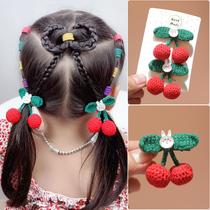 Autumn and winter New Net red with childrens hair card girl cute red cherry hairclip does not hurt hair non-slip bangs side clip