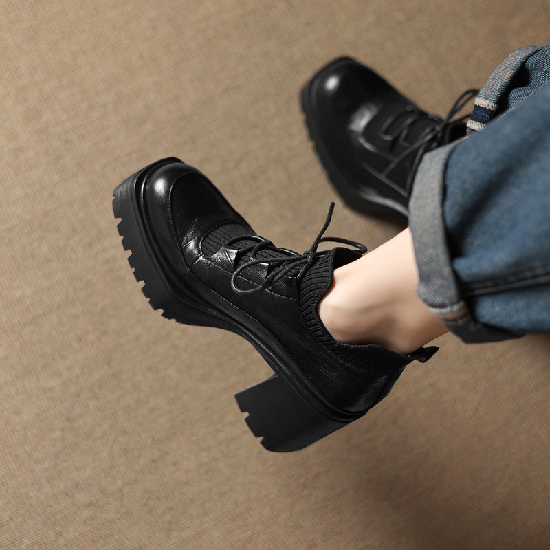 8.5cm Retro Style Square Toe Waterproof Platform Chunky Heel Martin Boots for Women, Spring and Autumn Single Boots, Genuine Leather Short Boots, High Heel Ankle Boots 8.5cm Retro Style Square Toe Waterproof Platform Chunky Heel Martin Boots for Women, Spring and Autumn Single Boots, Genuine Leather Short Boots, High Heel Ankle Boots