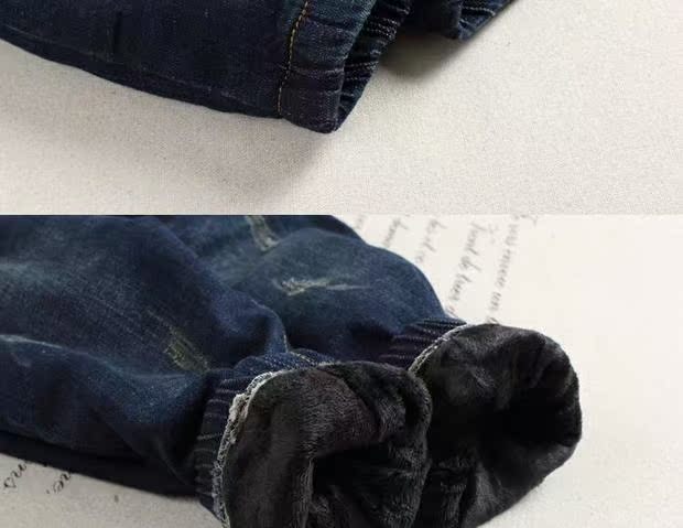 Phiên bản Hàn Quốc 1 quần denim bé trai 2 trẻ em cộng với quần jean nhung 3 quần dày bé mùa đông quần trẻ em 4 tuổi thoi trang tre em