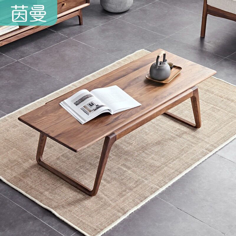 Yin Manhome Black Walnuts Wood Tea Table Solid Wood Dining Hall Tea Desk Brief Rectangular Tea Table Small Family Type Tea Table Side Table
