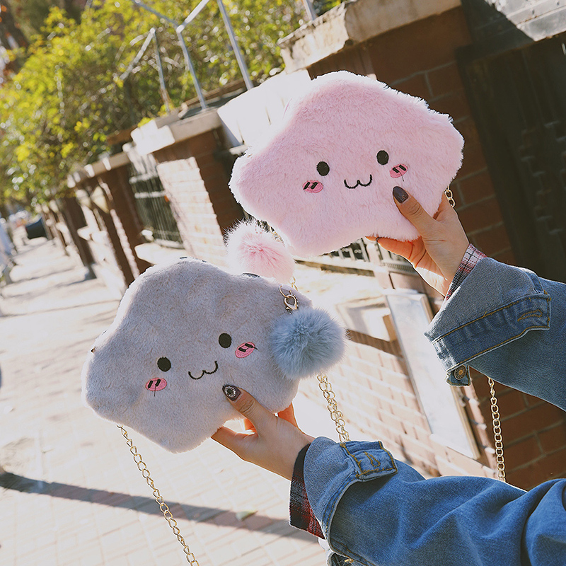 MUMU sản phẩm tốt Nhật Bản dễ thương đám mây Túi Messenger mềm mại chị gái trái tim màu hồng dịu dàng vai loli túi hoạt hình xung quanh - Carton / Hoạt hình liên quan hình sticker đẹp