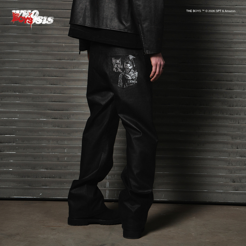 [Official Collaboration with Black Robe Patrol] Whoosis Soldier Boy Distressed Leather Pants American Casual Style for Men and Women