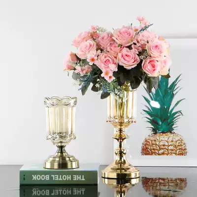 New Chinese light luxury soft unleaded Crystal Glass Vase ornaments living room coffee table table flower arrangement decorative vase