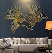 Light luxury ginkgo leaf metal wall decoration living room bedside sofa background wall entrance aisle decoration pendant wrought iron wall hanging