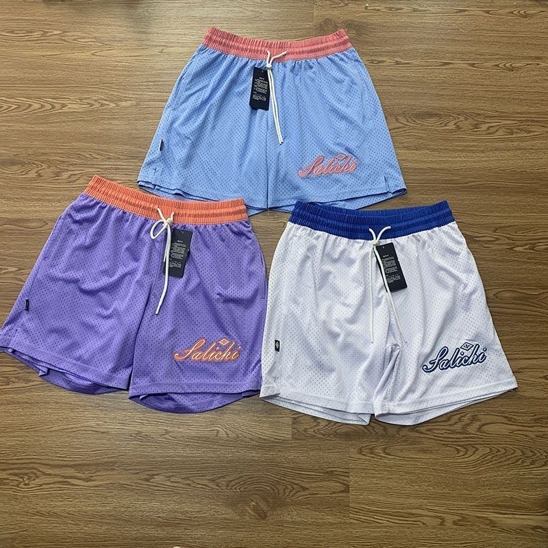 Summer American-Style Double-Sided Mesh Basketball Shorts for Men, Casual Knee-Length Streetball Shorts, Training Quick-Dry Loose Four-Point Shorts