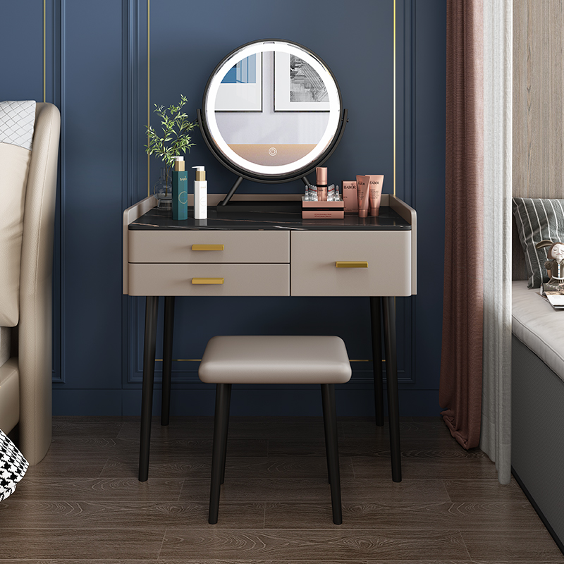Rock slab light luxury dressing table small bedroom modern minimalist storage cabinet integrated makeup table net red ins style furniture