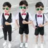 Handsome boy suit Summer flower girl boy baby birthday dress suit British boy host black performance suit