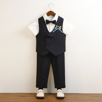 Boys dress hosts small dress childrens short-sleeved suit summer boys performance suit elementary school students suit thin section