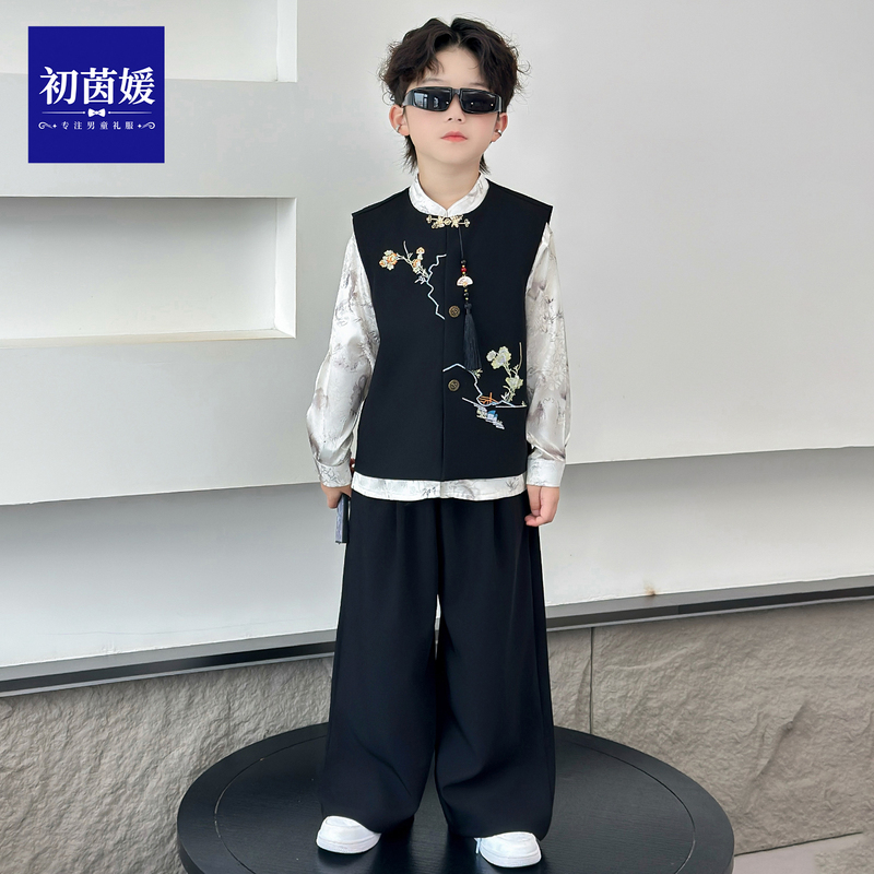 Hanfu Boys' Daily Wear Children's Traditional Chinese Style Vest Set New Chinese Tang Suit 2026 Boys' Mid-Autumn Festival Performance Costume