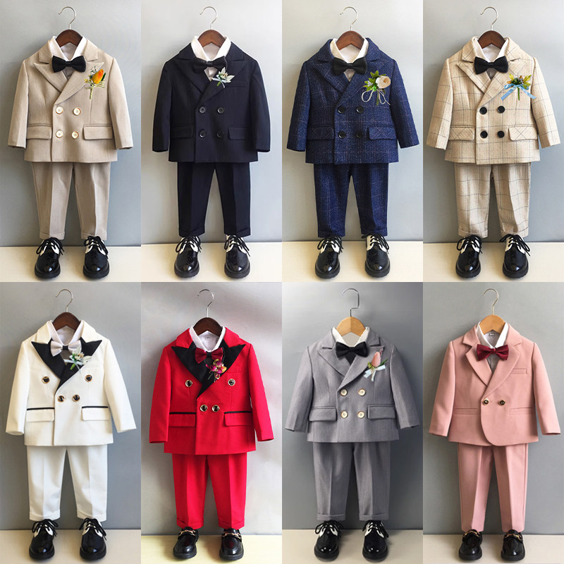 Boy's suit suit children Western suit Autumn winter handsome gas Inn flower boy's baby boy's gown to host 2023 new-Taobao