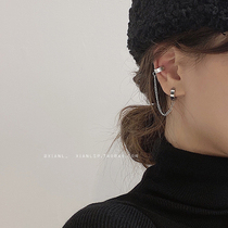 Advanced sense titanium steel earrings chain ear clip ear clip female retro male earrings earrings 2021 New Tide