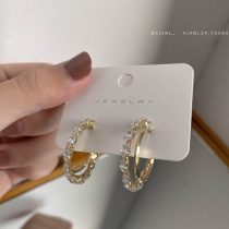 Korean temperament Net red earrings half-circle c-shaped zircon high-grade earrings 2021 New Tide earrings earring women