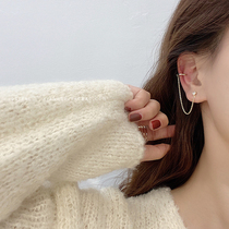 Korean temperament simple chain ear clip earrings integrated cold wind Super fairy ear design ear jewelry female