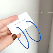 Temperament Korean blue earring female 2021 New Tide half hoop earrings 925 sterling silver needle earrings