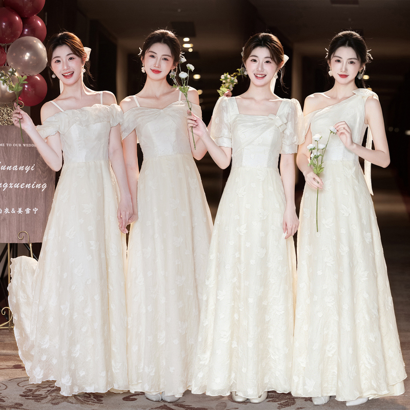 Wedding Bridesmaid Dresses, High-End Niche Champagne-Colored Fairy-Like Bridesmaid Dresses, Suitable for Petite Women and Can Be Worn Casually Wedding Bridesmaid Dresses, High-End Niche Champagne-Colored Fairy-Like Bridesmaid Dresses, Suitable for Petite Women and Can Be Worn Casually