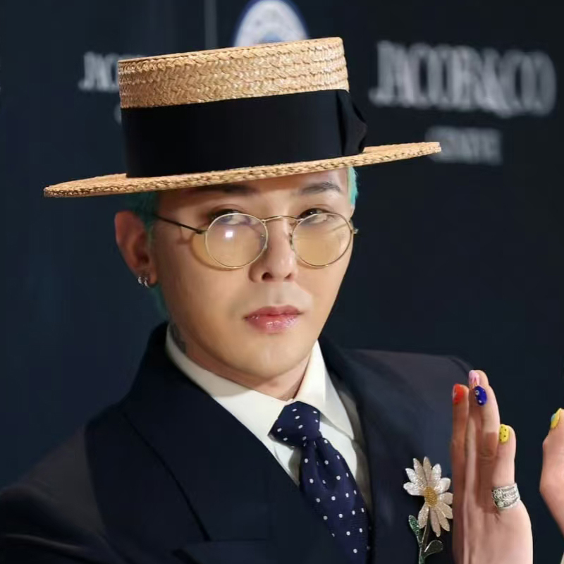 Wang Yibo and G-Dragon Same Style Hat, High-Quality Panama Straw Hat, Men's Jazz Hat, Chanel-Style Flat-Top Sun Protection Hat