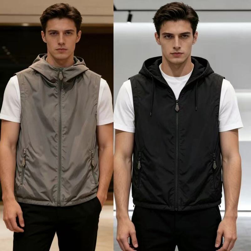 Light Luxury Reversible Hooded Vest, Spring and Summer Loose and Versatile Casual Lightweight Breathable Outdoor Commuting Top Light Luxury Reversible Hooded Vest, Spring and Summer Loose and Versatile Casual Lightweight Breathable Outdoor Commuting Top