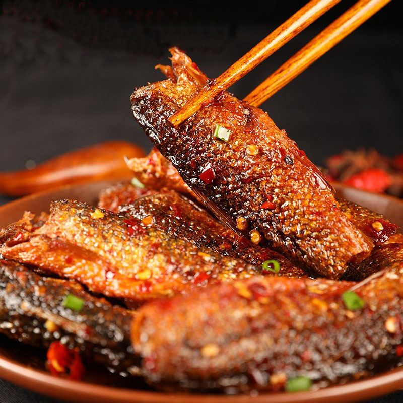 Hunan specialty specialty spicy hands torn fish firewood and dry meals 280g snacks and chili sauce