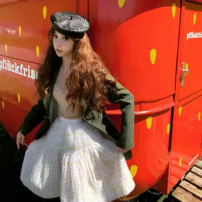 ALUONLINESHOP Magic Forest Green Elf Girls Flax Texture Style Suit