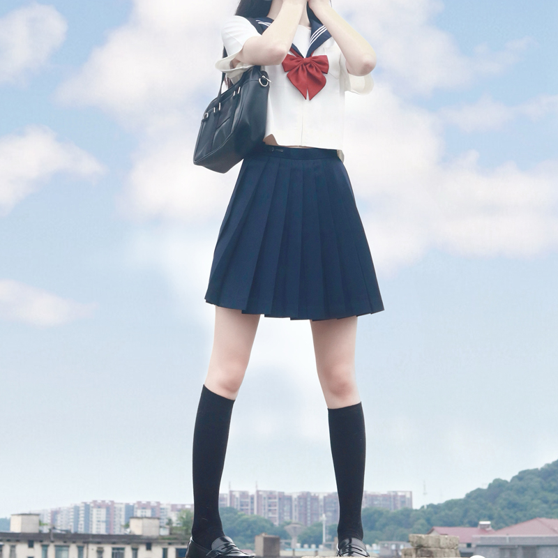 Sailor suit jk uniform suit women's sailor skirt intermediate suit short-sleeved summer college style full set of basic summer clothes