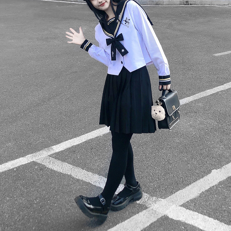 Genuine jk uniform skirt bad long skirt orthodox sun and moon star full sailor suit college wind intermediate suit autumn and winter suit