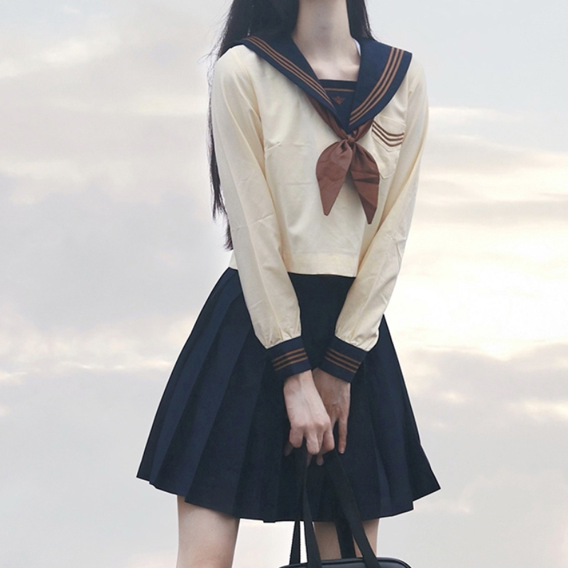 jk uniform suit full set sailor suit skirt midsummer suit short-sleeved intermediate suit school for female Japanese college style sweet spring